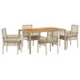 Juego de Comedor de Jardín de 5 Piezas con Cojines Beige de Ratán Poliéster | Foro24.es | Tu tienda online para hogar, jardín y más Foro24.es