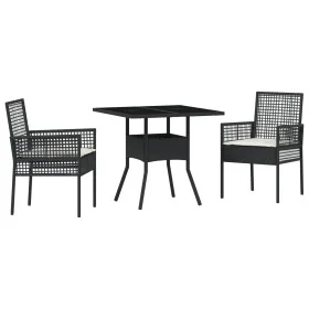 Conjunto de Comedor de Jardín de 3 Piezas Negro