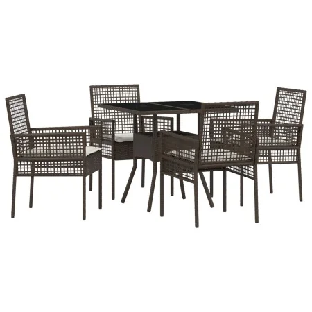 Conjunto de Comedor de Jardín de 5 Piezas Marrón de Ratán Sintético | Foro24.es | Tu tienda online para hogar, jardín y más Foro24.es
