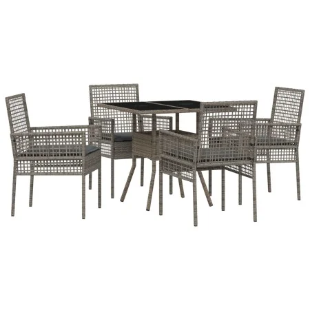 Juego de Comedor de Jardín de 5 Piezas en Ratán Poliéster Gris | Foro24.es | Tu tienda online para hogar, jardín y más Foro24.es