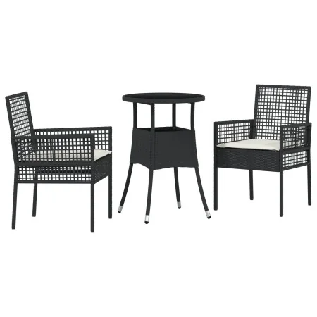 Conjunto de Comedor de Jardín de 3 Piezas Negro Poliratán | Foro24.es | Tu tienda online para hogar, jardín y más Foro24.es