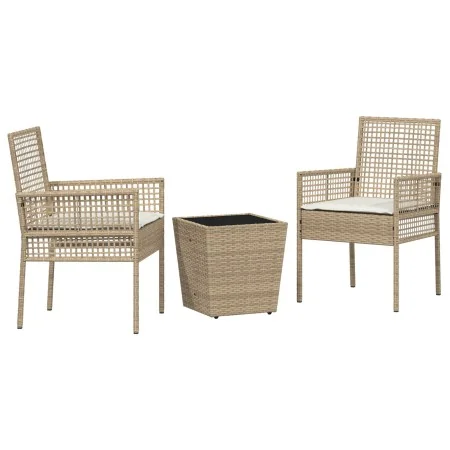 Conjunto de Bistro de Jardín de 3 Piezas con Cojines Beige de Poliratán | Foro24.es | Tu tienda online para hogar, jardín y más Foro24.es