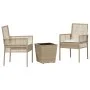Conjunto de Bistro de Jardín de 3 Piezas con Cojines Beige de Poliratán | Foro24.es | Tu tienda online para hogar, jardín y más Foro24.es