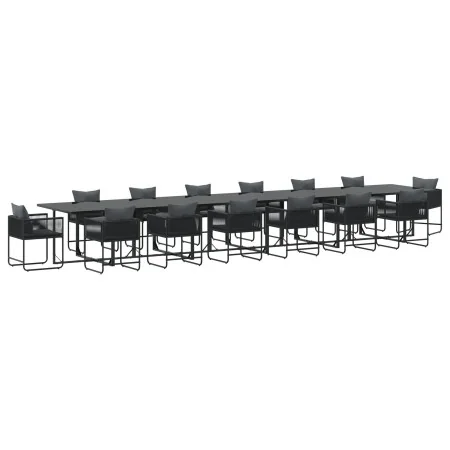 Conjunto de Comedor de Jardín de 19 Piezas con Cojines de Acero Negro y Ratán Sintético | Foro24.es | Tu tienda online para hogar, jardín y más Foro24.es