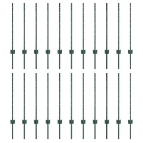 Postes de Cercas 22 pcs U-Channel Verde 120 cm