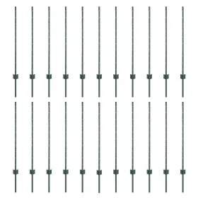 Postes de Cercas 22 pcs en U Verde 140 cm Acero