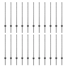 Postes de Cerca 44 pcs en U Gris 140 cm Acero