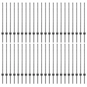 Postes de Cerca 88 pcs en U Gris 140 cm Acero