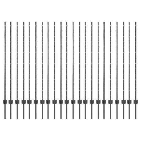 Postes de cerca 44 pcs U-Channel Gris 180 cm Acero | Foro24.es | Tu tienda online para hogar, jardín y más Foro24.es