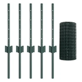 Cerca Euro con 5 postes en U Verde 0.4x10 m Acero