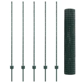 Valla Euro con 5 Postes U Verde 1.4x10 m Acero
