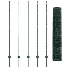 Cerca Euro con 5 postes U Verde 1.6x10 m Acero