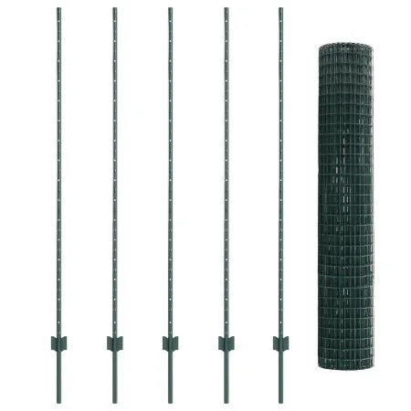 Cerca Euro con 5 postes U Verde 1.6x10 m Acero | Foro24.es | Tu tienda online para hogar, jardín y más Foro24.es