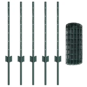 Euro Fence con 5 postes en U Verde 0.6x10 m Acero
