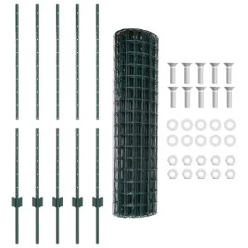 Valla Euro con 5 postes en U Verde 1.2x10 m Acero