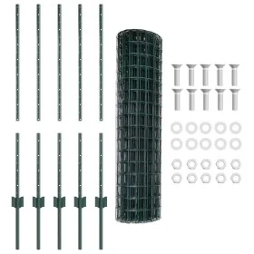 Cerca Euro con 5 postes en U Verde 1x10 m Acero