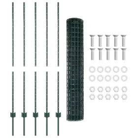 Valla Euro con 5 Postes U Verde 1.4x10 m Acero