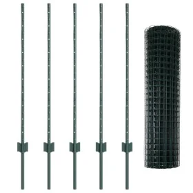 Juego de Cerca de Jardín Set de 2 Verde Acero recubierto de PVC by , fence posts - Ref: Foro24-3335999, Price: 60,78 €, Disco...