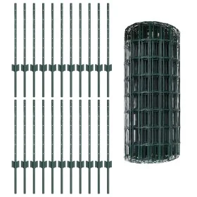 Cercado Euro con 22 postes U Verde 0,6x50 m Acero