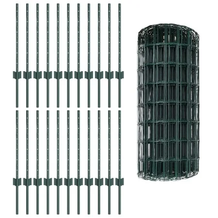 Cercado Euro con 22 postes U Verde 0,6x50 m Acero | Foro24.es | Tu tienda online para hogar, jardín y más Foro24.es