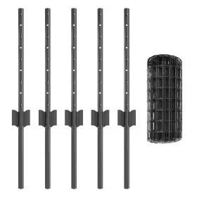 Cerca Euro con 5 Postes U Gris 0.4x10 m Acero