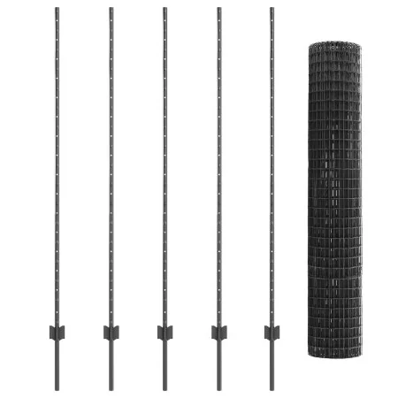 Cerca Euro con 10 postes U Gris 1.6x10 m Acero | Foro24.es | Tu tienda online para hogar, jardín y más Foro24.es