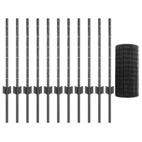 Cerca Euro de con 11 Postes U Gris 0.6x25 m de
