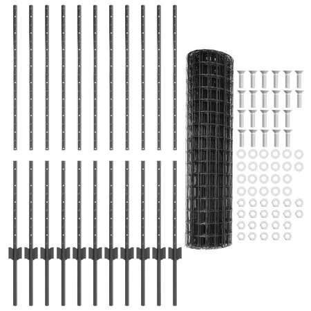 Juego de Cerca de Jardín Set de 2 Gris Acero Recubierto en Polvo von , Zaunpfosten - Ref: Foro24-3336141, Preis: 151,31 €, Ra...