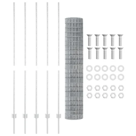 Cerca Euro con 10 postes U Plata 1,5x10 m Acero | Foro24.es | Tu tienda online para hogar, jardín y más Foro24.es