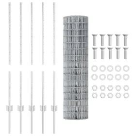 Cercas Euro con 10 postes Plateado 1x10 m Acero