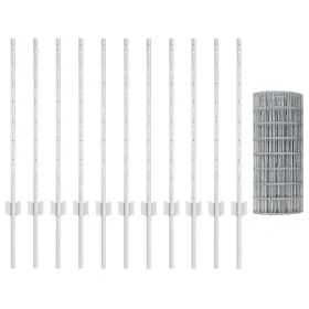 Cerca Euro con 11 postes en U Plateada 0.8x25 m