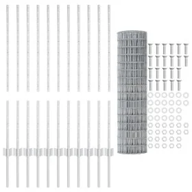 Cercas Euro con 22 postes U Plata 1x25 m Acero