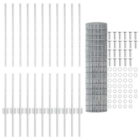 Cercas Euro con 22 postes U Plata 1x25 m Acero | Foro24.es | Tu tienda online para hogar, jardín y más Foro24.es