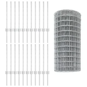 Cerca Euro con 11 postes en U Plata 0.6x50 m Acero