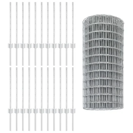 Cerca Euro con 11 postes en U Plata 0.6x50 m Acero | Foro24.es | Tu tienda online para hogar, jardín y más Foro24.es