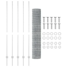 Valla Euro con 10 postes U Plata 1,5x10 m Acero