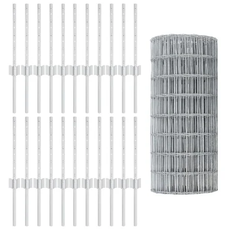 Cerca Euro con 22 Postes U Plata 0,4x50 m Acero | Foro24.es | Tu tienda online para hogar, jardín y más Foro24.es