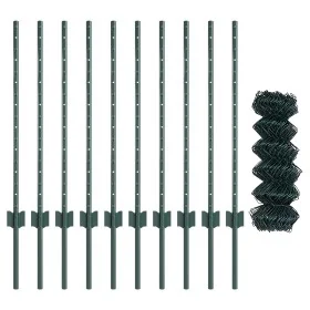 Cerca de Cadena con 10 Estacas U Verde 0.8x10 m