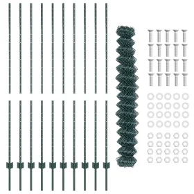 Cerca de Cadena con 10 postes U Verde 1.5x10 m