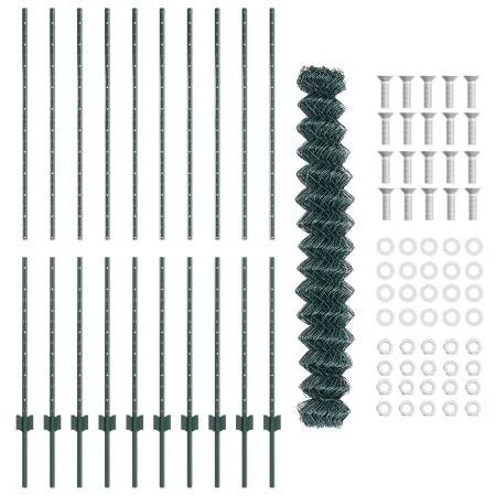 Cerca de Cadena con 10 postes U Verde 1.5x10 m Acero | Foro24.es | Tu tienda online para hogar, jardín y más Foro24.es
