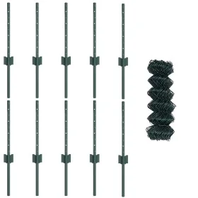 Cerca de Eslabones de Cadena con 10 postes verdes