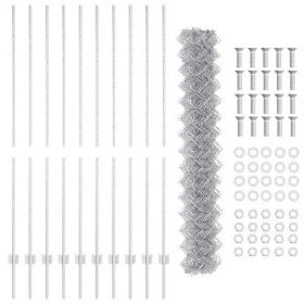 Cerca de Cadena con 20 Postes U Plateado 1.6x10 m