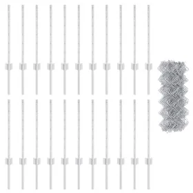 Cerca de Malla con 22 postes U Plateada 0.6x25 m