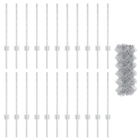 Cerca de Malla con 22 postes U Plateada 0.6x25 m Acero | Foro24.es | Tu tienda online para hogar, jardín y más Foro24.es