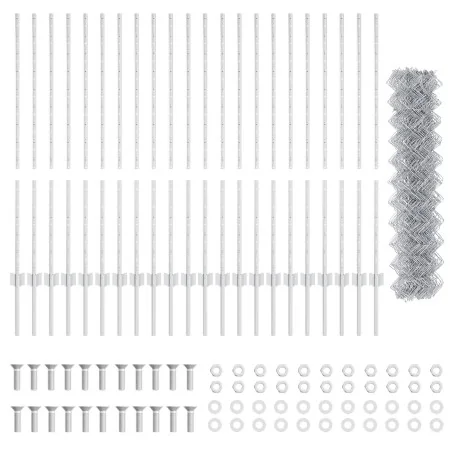 Valla de eslabones de cadena con 44 postes en plata 1.2m x 25m de acero | Foro24.es | Tu tienda online para hogar, jardín y más Foro24.es