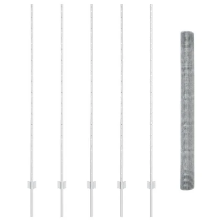 Cerca de Alambre Soldado con 10 Postes en U Plateada 1.5x10 m Acero by , fence posts - Ref: Foro24-3336337, Price: 88,17 €, D...