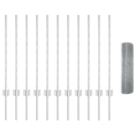 Cerca de Alambre Soldado con 11 Postes - Plata 0.8x25 m de Acero | Foro24.es | Tu tienda online para hogar, jardín y más Foro24.es