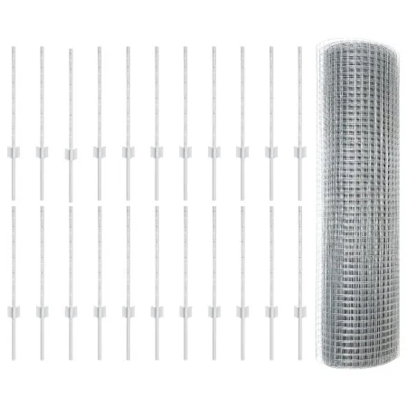 Cerca de Alambre Soldado con 22 Postes en Plata 0.5x50 m de Acero | Foro24.es | Tu tienda online para hogar, jardín y más Foro24.es