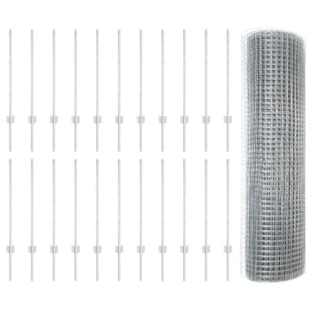 Cerca de Alambre Soldado con 22 postes en plata 0.8x50 m de acero | Foro24.es | Tu tienda online para hogar, jardín y más Foro24.es