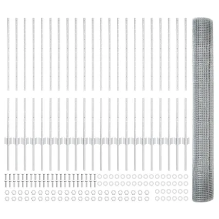 Valla de Alambre Soldado con 44 Postes U Plata 1x50 m Acero | Foro24.es | Tu tienda online para hogar, jardín y más Foro24.es
